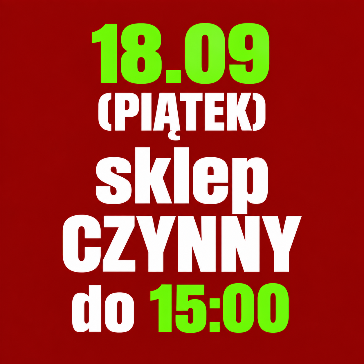 18.09 DO 15:00